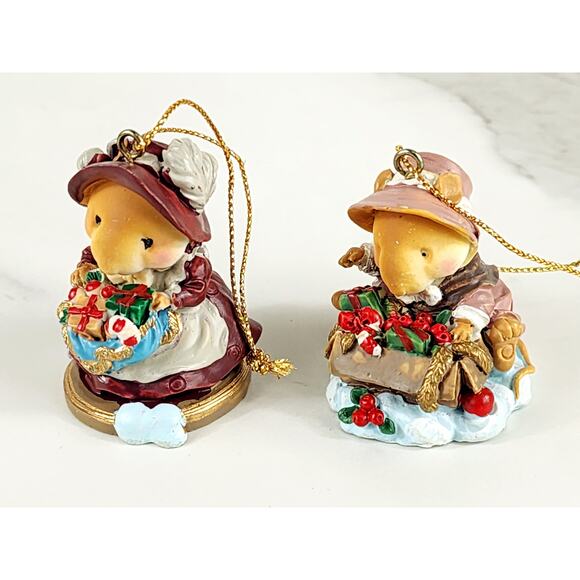 Ganz Mini Mouse Mice Tree Ornament Little Cheese 2" Resin 90s Figurine x2 Vtg - Picture 4 of 14
